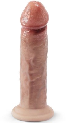 Телесный фаллоимитатор SILEXD Model 1 Premium Real Skin - 19 см. Длина: 19 см. Диаметр: 4.1 см. Бренд SilexD, предлагает любителям реалистичных фаллоимитатор секс-игрушку с эффектом памяти. Он изготовлен из силикона двойной плотности. Этот платиновый силикон не содержит фталатов, латекса, безопасен для тела, гипоаллергенен и непористый, что делает его легким в уходе и более долговечным. Также ваш новый секретный друг реагирует на температуру. При нагревании становится более мягким, а при охлаждении твердым. Для нагрева достаточно 30 секунд в микроволновой печи или 2 минут в горячей воде. Для охлаждения его можно положить в морозилку без ограничений по времени. Фаллоимитатор оснащен присоской на основании и подходит для использования без рук и со страпон-системой. Страна: Китай. Материал: силикон.