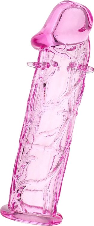 Розовая насадка фаллической формы - 12,5 см.
