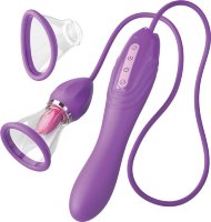 Сиреневый вибростимулятор с помпой и имитатором языка Her Ultimate Pleasure Max