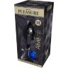 Серебристая анальная втулка с синим кристаллом Mini Metal Butt Plug Size M - 8 см.