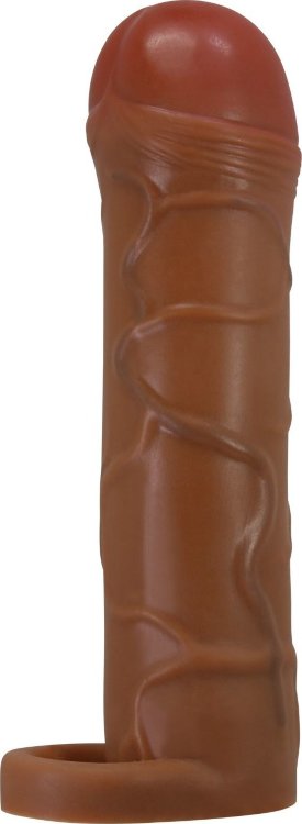 Коричневая насадка-удлинитель на пенис Bunion - 16,5 см.