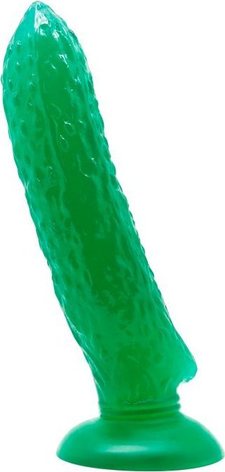 Зеленый стимулятор на присоске в форме огурца Cucumber - 17 см.