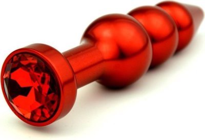 Красная анальная ёлочка с красным кристаллом - 11,2 см.  Цена 2 484 руб. Длина: 11.2 см. Диаметр: 2.9 см. Металлическая анальная ёлочка с ограничительным основанием, украшенным кристаллом. Страна: Китай. Материал: металл.