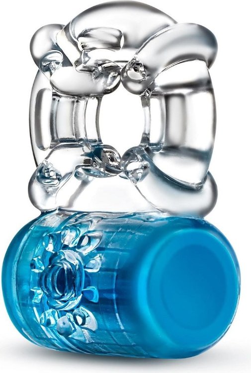 Синее эрекционное виброкольцо Pleaser Rechargeable C-Ring