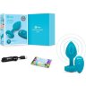 Бирюзовая анальная вибровтулка с кристаллом Vibrating Jewel Plug S/M - 10 см.
