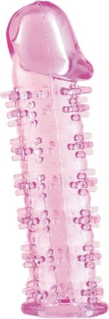 Розовая насадка на пенис с шипами - 12,5 см.