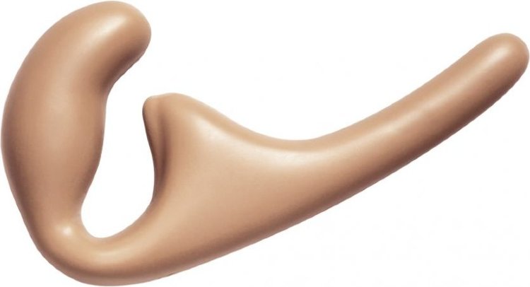 Бежевый безремневой страпон Seduction - 20,5 см.