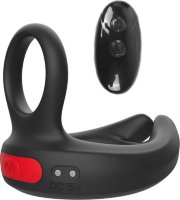 Черное эрекционное виброкольцо Cock Ring с пультом ДУ