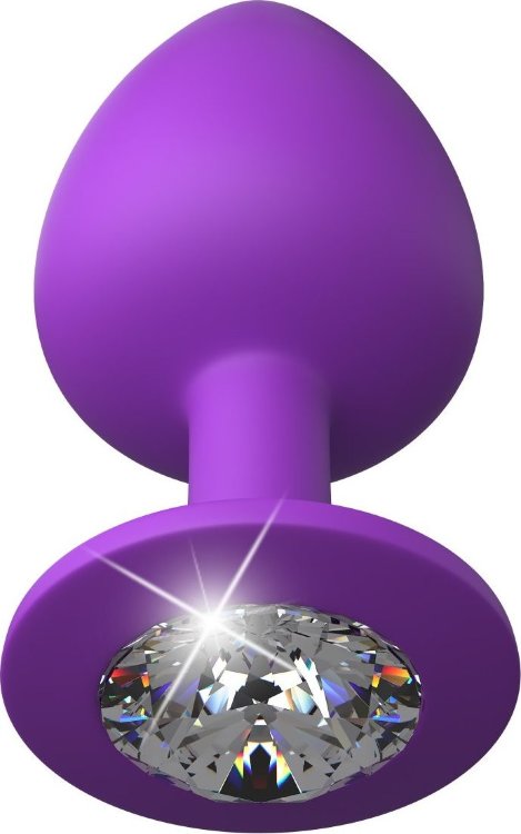 Фиолетовая анальная пробка со стразом Her Little Gem Large Plug - 9,5 см.