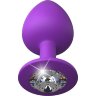 Фиолетовая анальная пробка со стразом Her Little Gem Large Plug - 9,5 см.