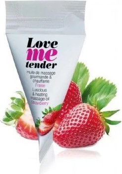 Съедобное согревающее массажное масло Love Me Tender Strawberry с ароматом клубники - 10 мл.