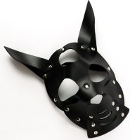 Черная маска Собака с ушками