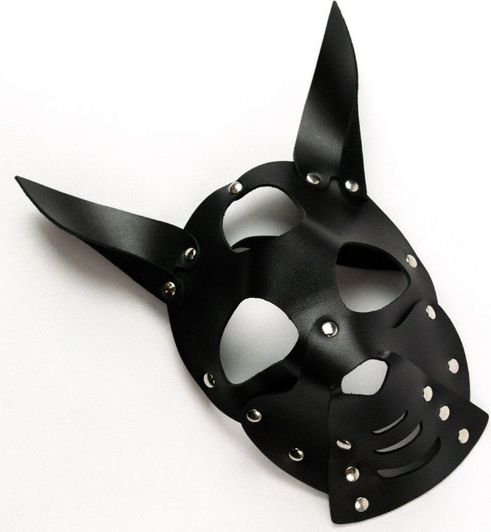 Черная маска Собака с ушками