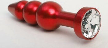 Красная анальная ёлочка с прозрачным кристаллом - 11,2 см.
