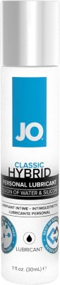 Водно-силиконовый лубрикант JO CLASSIC HYBRID - 30 мл.  Цена 2 124 руб. Лубрикант на водно-силиконовой основе JO Hybrid Lubricant. Уникальная формула 50/50 для большего удовольствия и максимального комфорта. Разрабатывая гибридный лубрикант компания SYSTEM JO учла все пожелания покупателей: длительное и шелковистое скольжение, безопасное использование с любыми сексуальными игрушками и лёгкое, быстрое удаление лубриканта водой. Рекомендуется во всем мире врачами и фармацевтами. Страна: США.