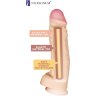 Телесный реалистичный фаллоимитатор на черных трусиках Real Big Strap-On - 34,5 см.