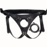 Телесный реалистичный фаллоимитатор на черных трусиках Real Big Strap-On - 34,5 см.