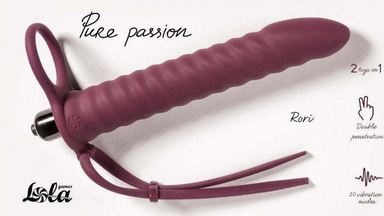 Бордовая вибронасадка для двойного проникновения Rori - 17 см.