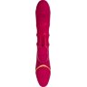 Бордовый вибратор-кролик с двигающимися кольцами Tenty - 23,5 см.