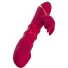 Бордовый вибратор-кролик с двигающимися кольцами Tenty - 23,5 см.