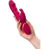 Бордовый вибратор-кролик с двигающимися кольцами Tenty - 23,5 см.