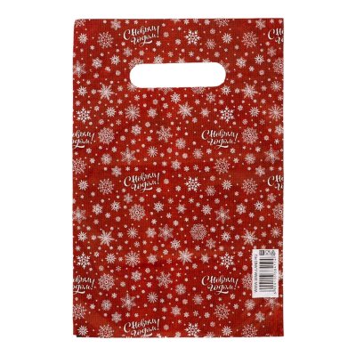 Красный подарочный новогодний пакет с вырубной ручкой (20х30 см)  Цена 28 руб. Красный подарочный новогодний пакет с вырубной ручкой (20х30 см). Страна: Россия. Материал: полиэтилен.