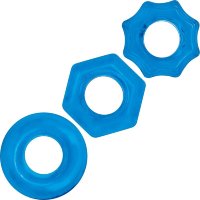 Комплект из трех голубых колец для эрекции 3-Pack Nuts Bolts Stretch Cock Ring Set