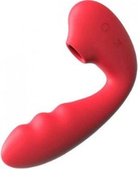 Красный вибратор с вакуумной стимуляцией и нагревом Tara
