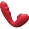 Красный вибратор с вакуумной стимуляцией и нагревом Tara