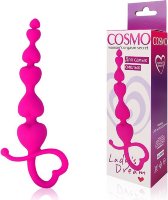 Розовая анальная цепочка Cosmo с петелькой - 14,5 см.