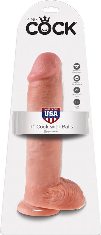 Реалистичный фаллоимитатор на присоске 11 Cock with Balls - 28 см.
