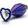 Фиолетовая анальная пробка с кристаллом-сердцем Matrix Wavy Bling Plug - 11,4 см.