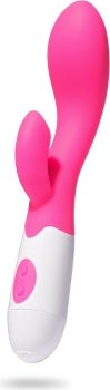 Розовый вибратор с клиторальным отростком Best Lover - 20 см.