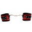 Фигурные красно-чёрные наручники с клёпками  Цена 5 102 руб. - Фигурные красно-чёрные наручники с клёпками