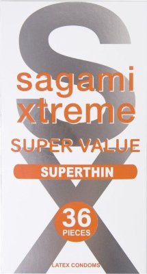 Ультратонкие презервативы Sagami Xtreme Superthin - 36 шт.  Цена 5 251 руб. Длина: 19 см. Может ли секс с презервативом быть таким же естественным, как без него? Да, ведь презервативы Sagami Xtreme Superthin разработаны с учетом передовых японских технологий для максимально комфортных и естественных ощущений обоих партнеров. Новая большая упаковка из 36 презервативов экономит бюджет и стимулирует чаще заниматься любовью. Ультратонкие – толщина стенки презерватива всего 0,04 мм, вы только представьте — тоньше человеческого волоса почти в 2 раза, при сохранении самой высокой эластичности и надежности. Их стенки настолько тонкие, что вы сможете забыть о присутствии презерватива и легко насладиться всей гаммой ощущений от близости. Гладкие прозрачные Sagami Xtreme с накопителем плотно прилегают к члену, предотвращая сползание. Безопасные Sagami Xtreme производятся из 100% натурального латекса, не имеют запаха и надежно защищают от нежелательной беременности и ЗППП. Силиконовый лубрикант обеспечивает максимально комфортное проникновение и длительное шелковистое скольжение. В упаковке - 36 шт. Толщина стенки - 0,04 мм. Номинальная ширина - 52+/-2 мм. Страна: Япония. Материал: латекс.