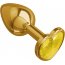 Золотистая анальная втулка с желтым кристаллом-сердечком - 7 см.  Цена 2 281 руб. - Золотистая анальная втулка с желтым кристаллом-сердечком - 7 см.