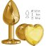 Золотистая анальная втулка с желтым кристаллом-сердечком - 7 см.  Цена 2 199 руб. - Золотистая анальная втулка с желтым кристаллом-сердечком - 7 см.