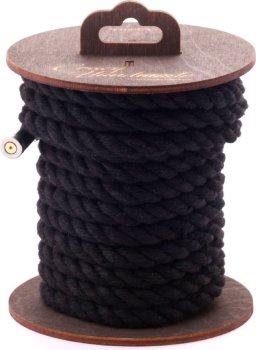 Черная хлопковая веревка для бондажа на катушке - 5 м.