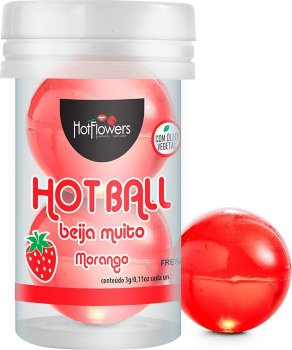 Лубрикант на масляной основе Hot Ball Beija Muito с ароматом клубники (2 шарика по 3 гр.)