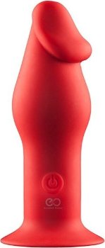 Красный силиконовый анальный вибромассажер - 12,7 см.