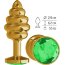 Золотистая пробка с рёбрышками и зеленым кристаллом - 7 см.  Цена 2 348 руб. - Золотистая пробка с рёбрышками и зеленым кристаллом - 7 см.