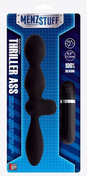 Чёрная двусторонняя вибровтулка MENZSTUFF THRILLER ASS DUAL HEAD
