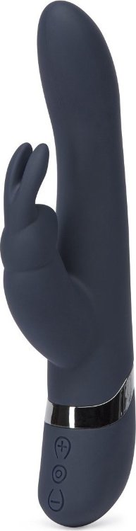 Тёмно-синий вибратор Oh My USB Rechargeable Rabbit Vibrator - 25,4 см.