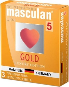 Презервативы Masculan Ultra 5 Gold с ароматом ванили - 3 шт.