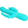 Аквамариновый вибратор для тройной стимуляции Cammy - 22,2 см.