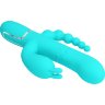 Аквамариновый вибратор для тройной стимуляции Cammy - 22,2 см.