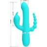 Аквамариновый вибратор для тройной стимуляции Cammy - 22,2 см.