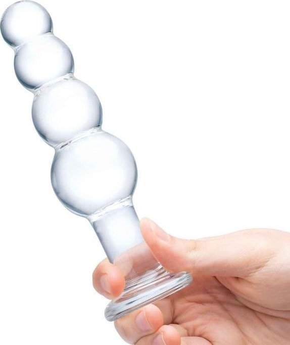 Прозрачная анальная пирамида 7,25 Beaded Butt Plug - 17 см.