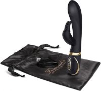 Черный вибратор-кролик с эффектом нагрева Warming Rabbit Vibrator