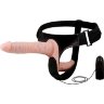 Женский страпон с вибрацией и вагинальной пробкой Ultra Passionate Harness - 18 см.